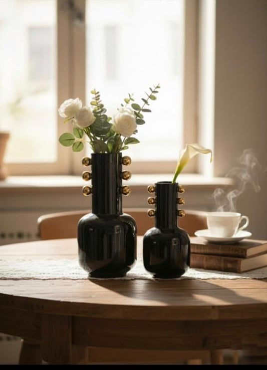 MODERN BLACK VASES (SET OF 2)