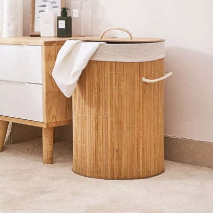 BROWN BAMBOO LAUNDRY BASKET