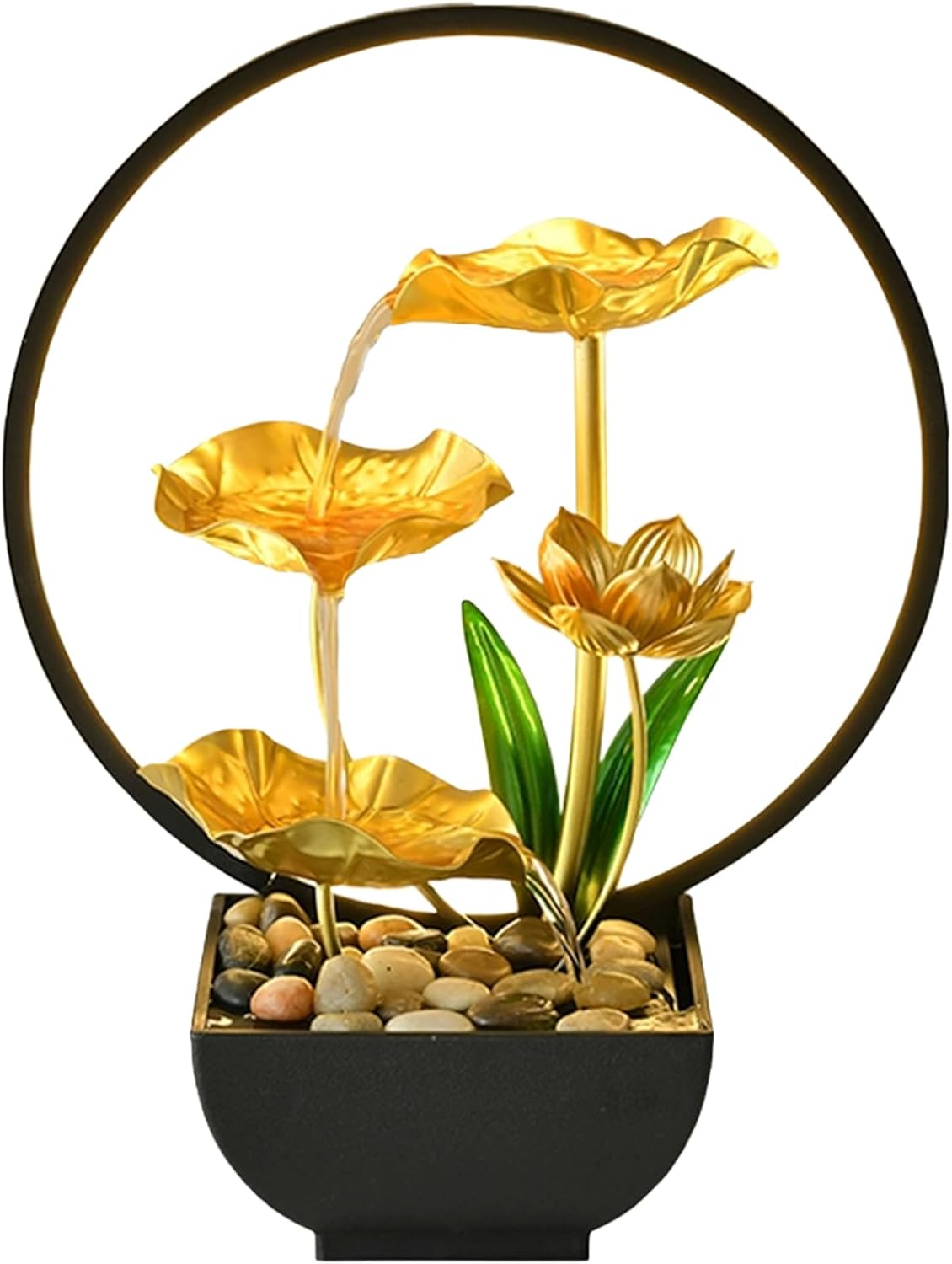 WATERFALL FOUNTAIN WITH LED RING LIGHT