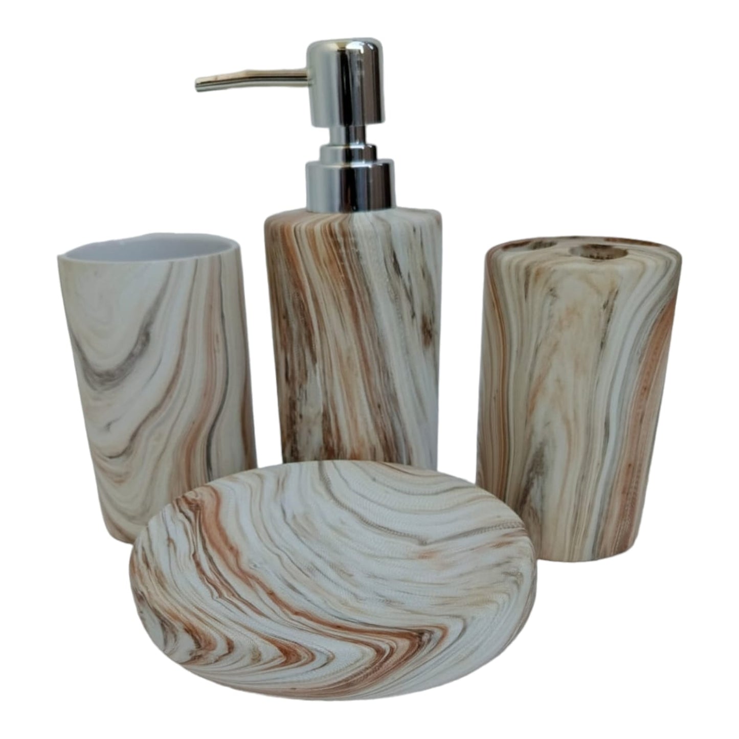 WOOD DESIGN CERAMIC BATH SET