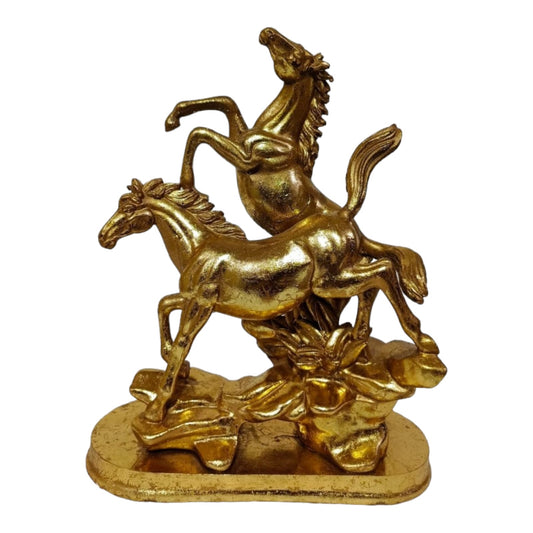 GOLDEN JUMPING HORSE STATUE