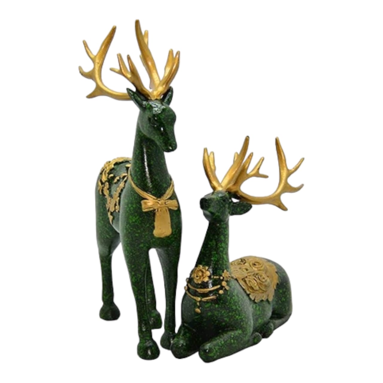 DECORATIVE GREEN DEER SCULPTURE (PAIR)