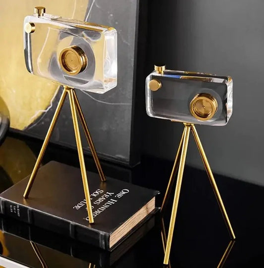 BRASS & CRYSTAL CAMERA DECOR (Set of 2)