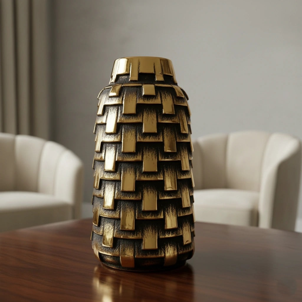 LUXURY TEXTURED GOLD DECORATIVE VASE