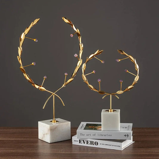 METALLIC ORNAMENT WITH MARBLE BASE