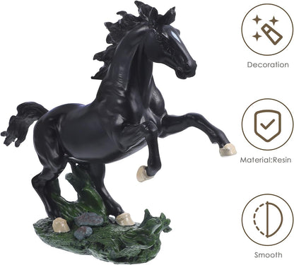 BLACK JUMPING HORSE STATUE